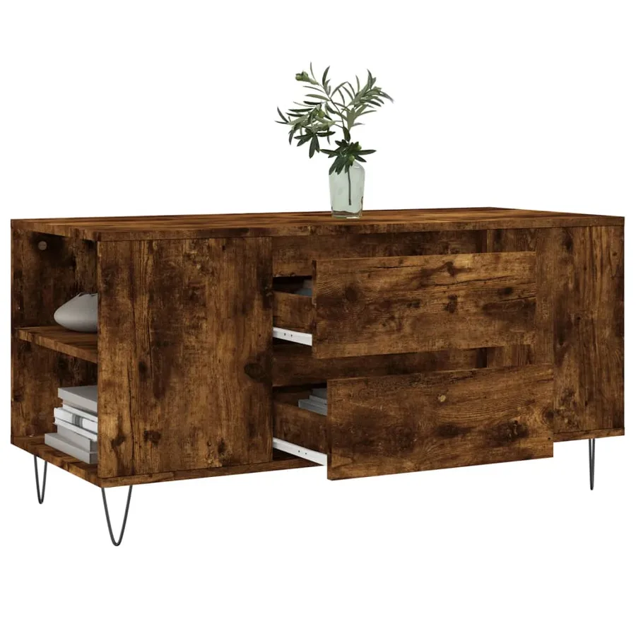 Table basse chêne fumé 102x44,5x50 cm bois d'ingénierie - 4