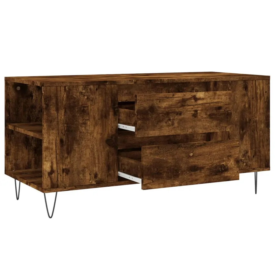Table basse chêne fumé 102x44,5x50 cm bois d'ingénierie - 6