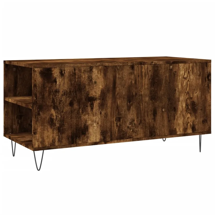 Table basse chêne fumé 102x44,5x50 cm bois d'ingénierie - 8