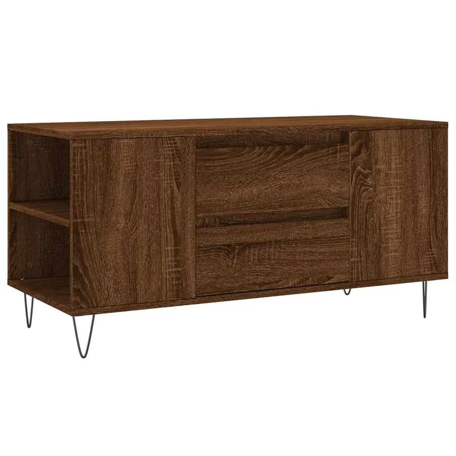 Table basse chêne marron 102x44,5x50 cm bois d'ingénierie - 2