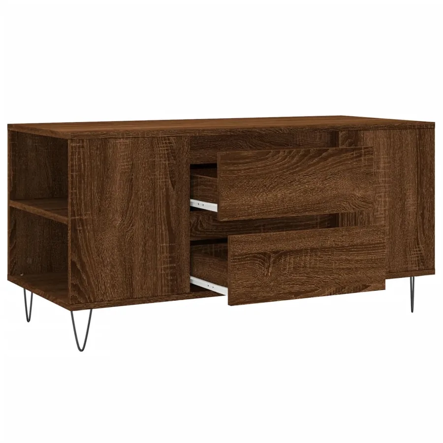 Table basse chêne marron 102x44,5x50 cm bois d'ingénierie - 6