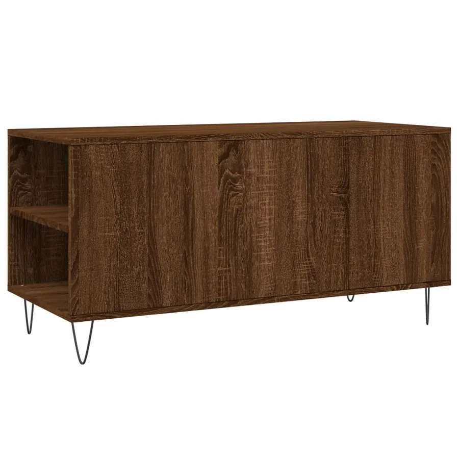 Table basse chêne marron 102x44,5x50 cm bois d'ingénierie - 8