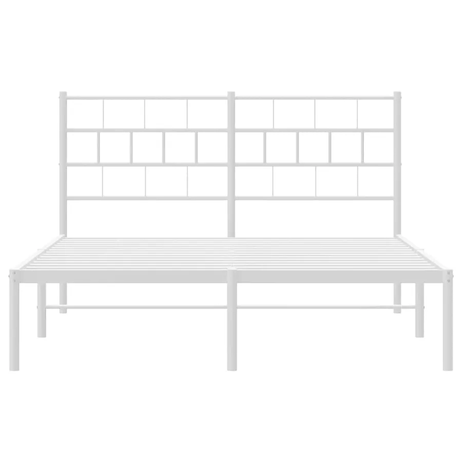 Cadre de lit métal sans matelas et tête de lit blanc 135x190 cm - 6