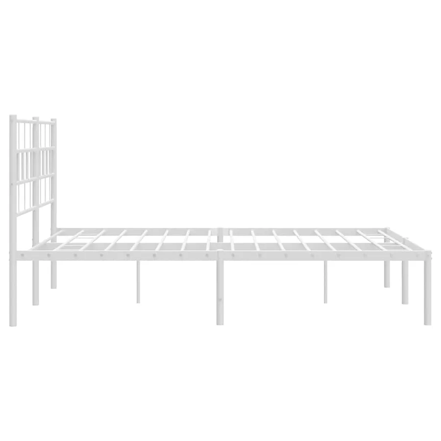 Cadre de lit métal sans matelas et tête de lit blanc 135x190 cm - 7
