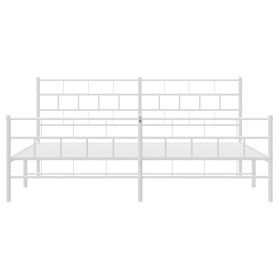Cadre de lit métal sans matelas et pied de lit blanc 193x203 cm - 6