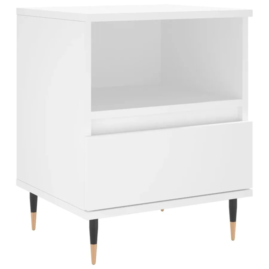 Table de chevet Blanc 40x35x50 cm Bois d’ingénierie - 2