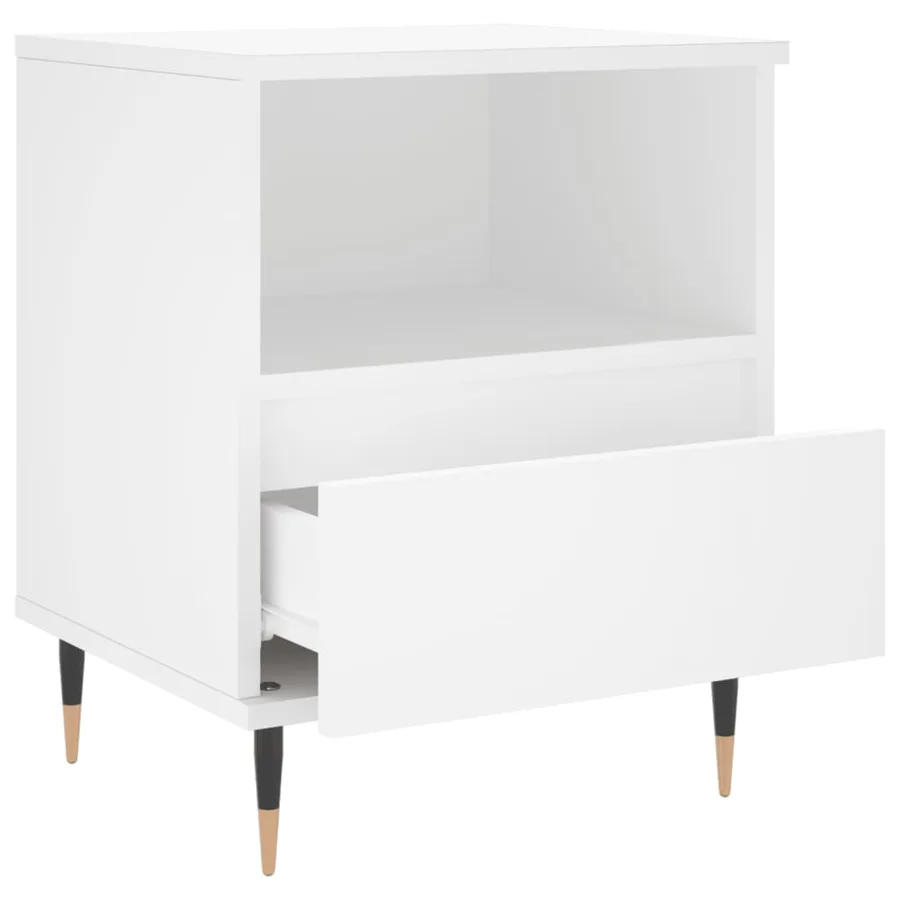 Table de chevet Blanc 40x35x50 cm Bois d’ingénierie - 6