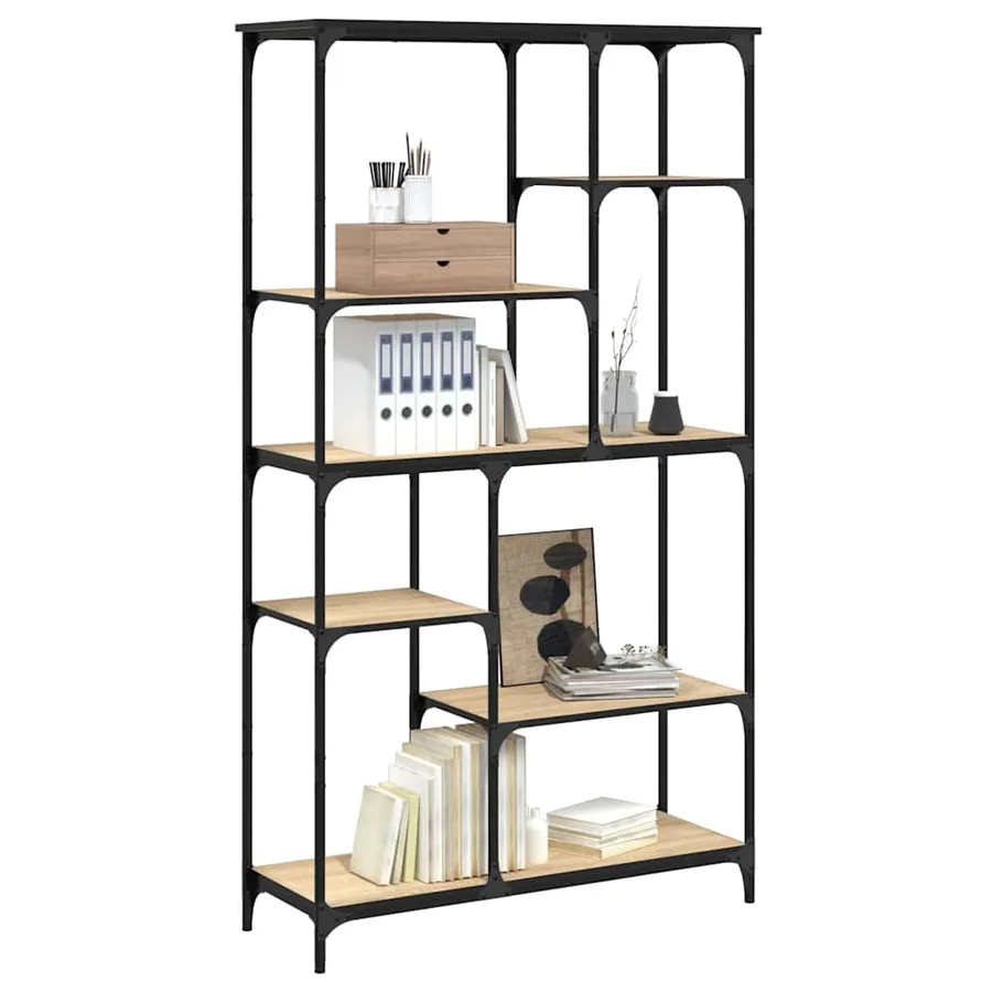 Bibliothèque chêne sonoma 99x35,5x176 cm bois ingénierie acier - 3