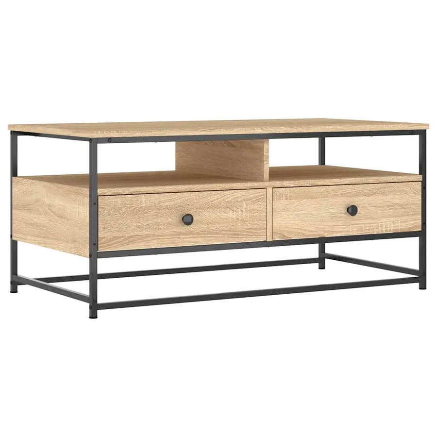 Table basse chêne sonoma 100x51x45 cm bois d'ingénierie - 2