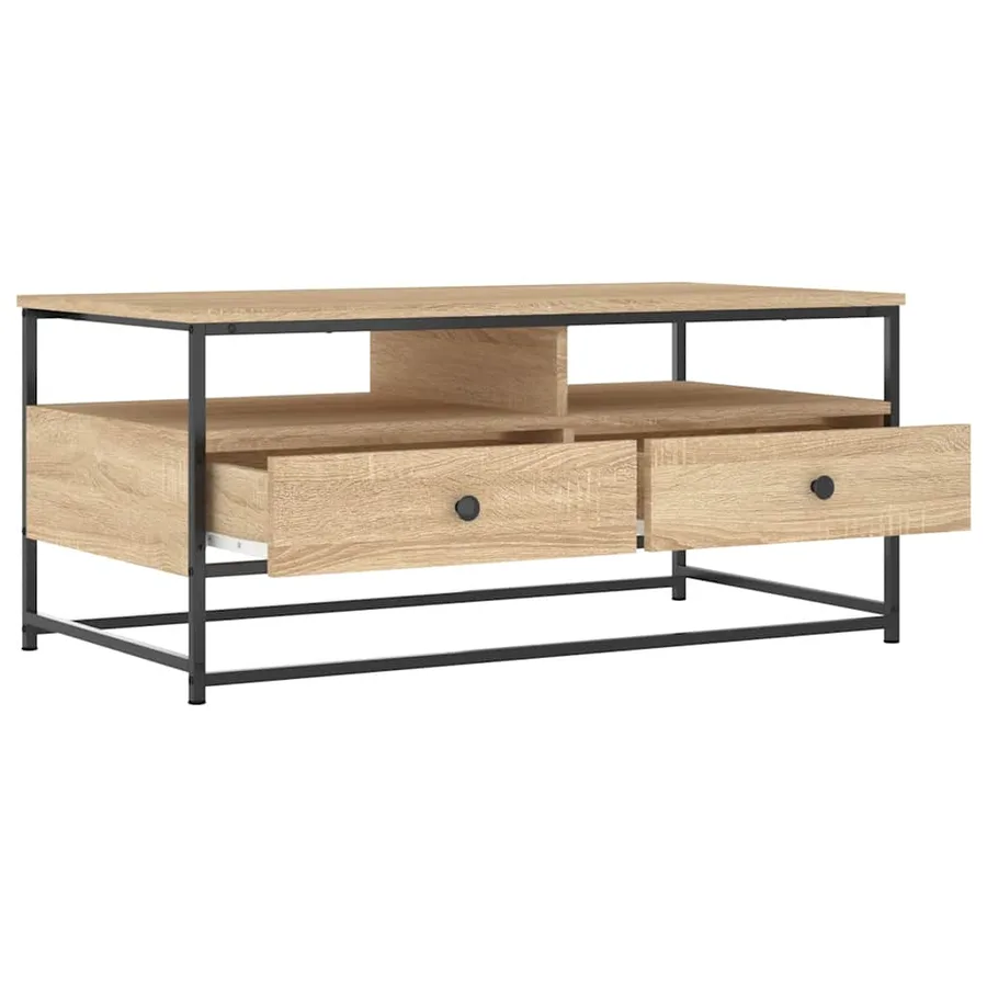 Table basse chêne sonoma 100x51x45 cm bois d'ingénierie - 3