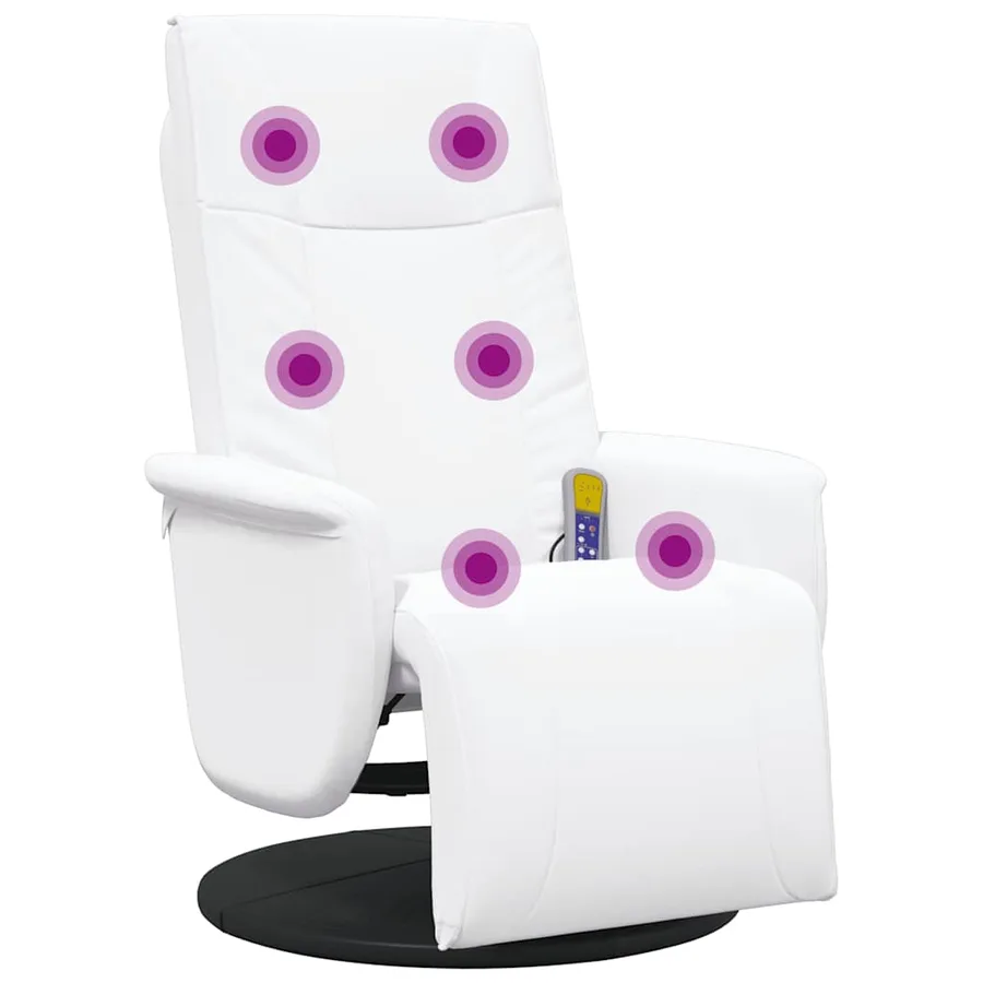 Fauteuil inclinable de massage repose-pieds blanc similicuir - 2