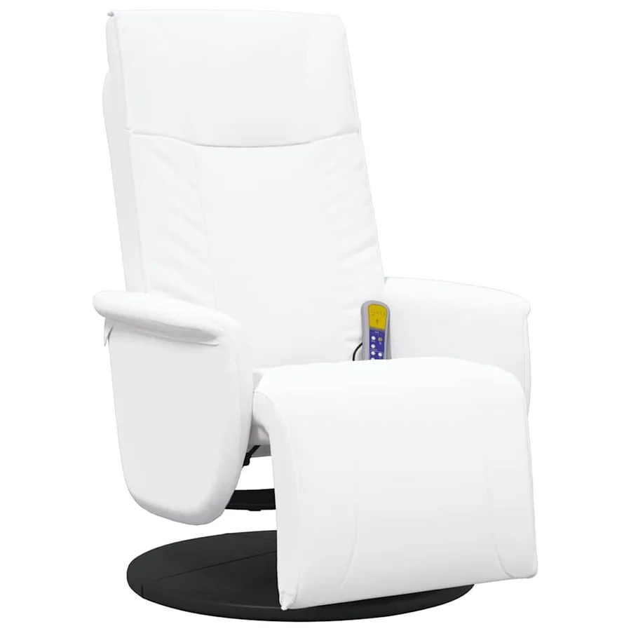 Fauteuil inclinable de massage repose-pieds blanc similicuir - 4