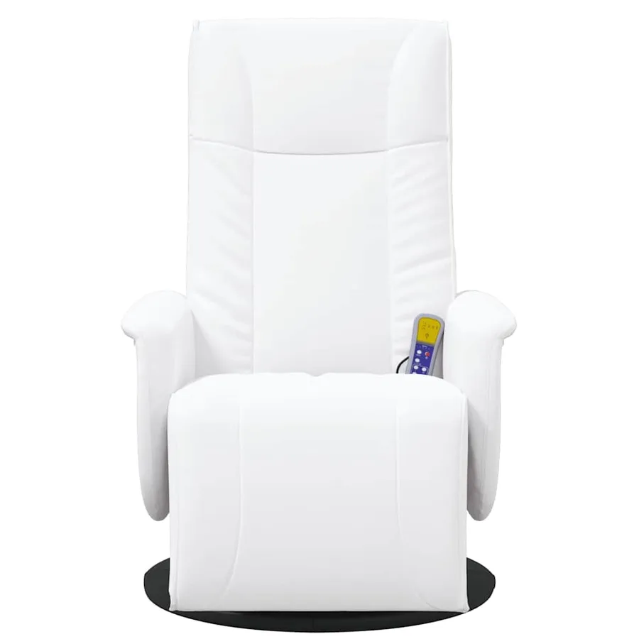 Fauteuil inclinable de massage repose-pieds blanc similicuir - 5