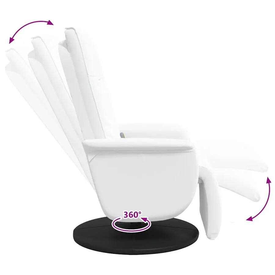 Fauteuil inclinable de massage repose-pieds blanc similicuir - 8
