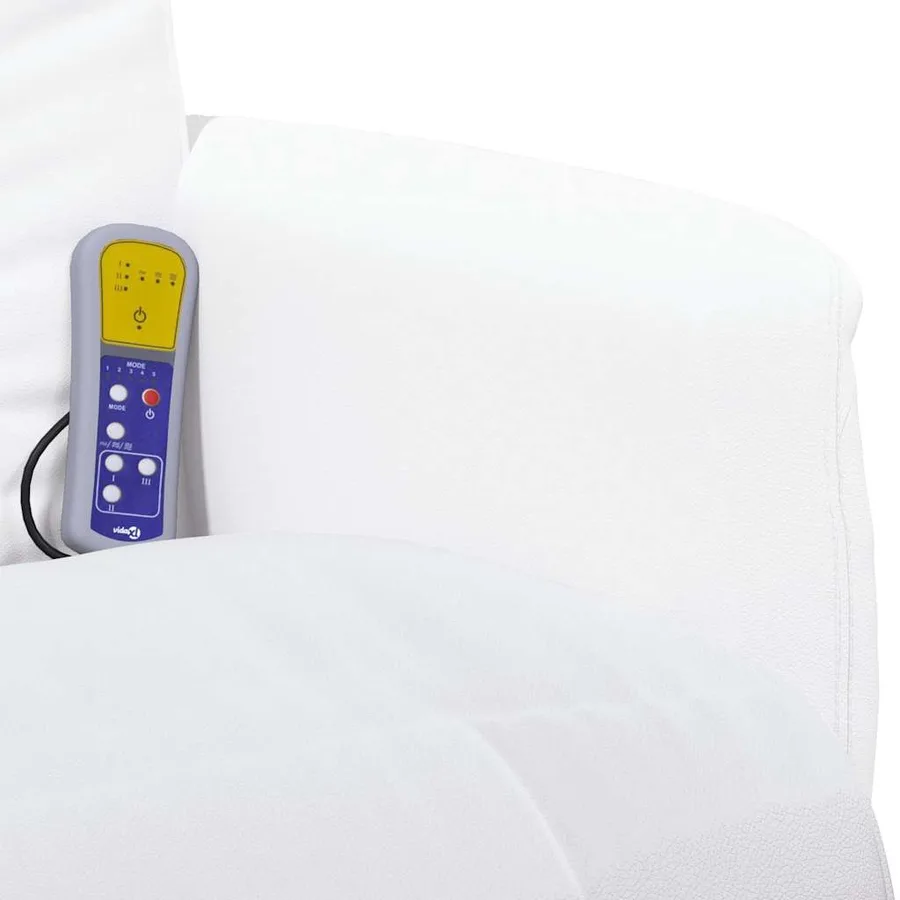 Fauteuil inclinable de massage repose-pieds blanc similicuir - 9