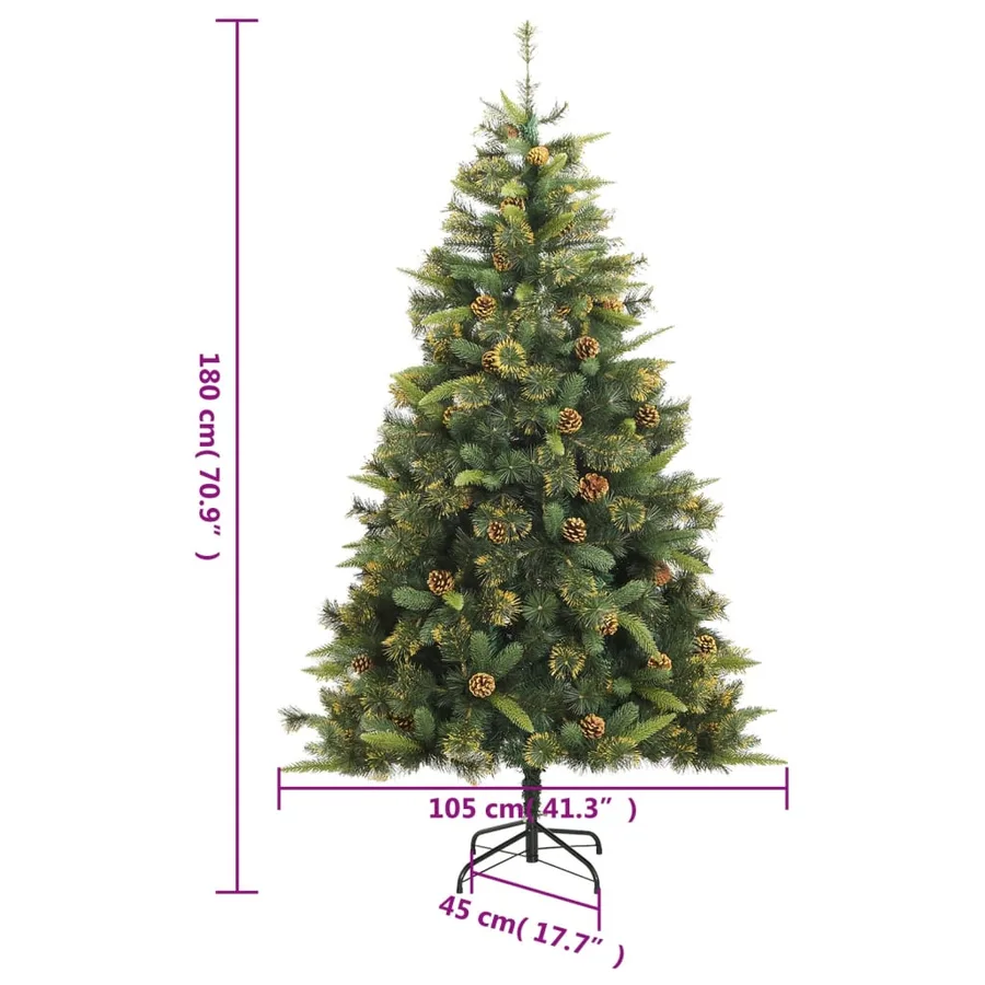 Sapin de Noël artificiel articulé avec pommes de pin 180 cm - 9