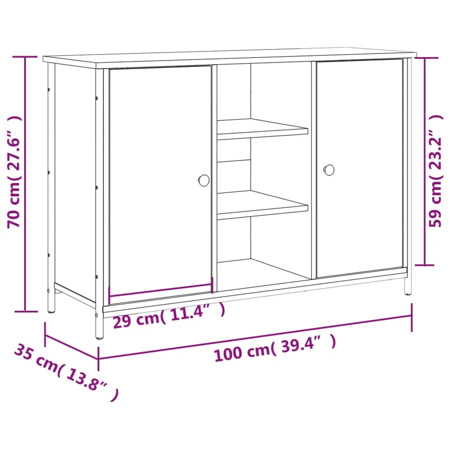 Buffet sonoma gris 100x35x70 cm bois d'ingénierie - 11