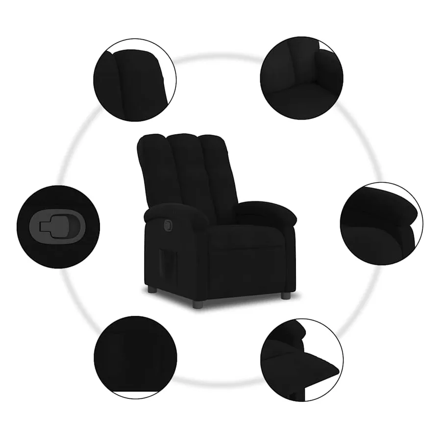 Fauteuil inclinable en tissu noir - 7