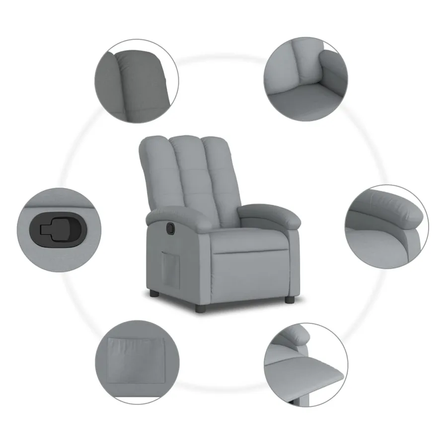 Fauteuil inclinable en tissu gris clair - 7