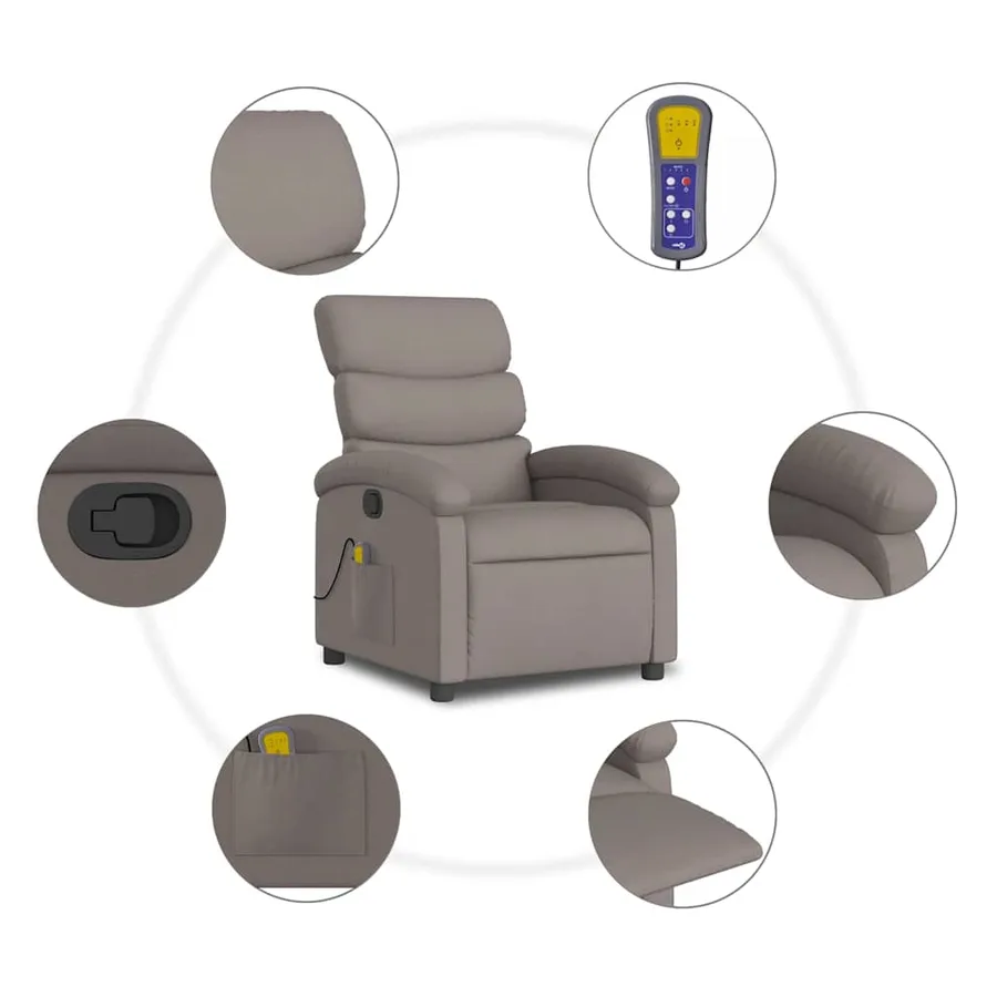 Fauteuil de massage inclinable Taupe Tissu - 8