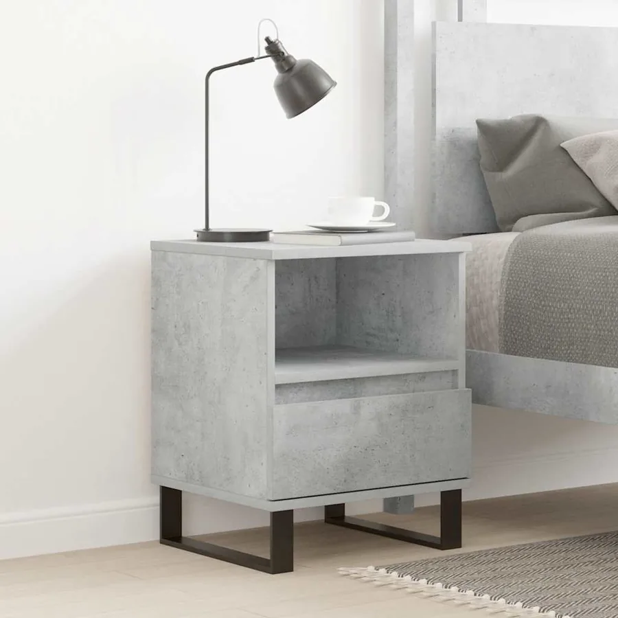 Table de chevet gris béton 40x35x50 cm bois d’ingénierie