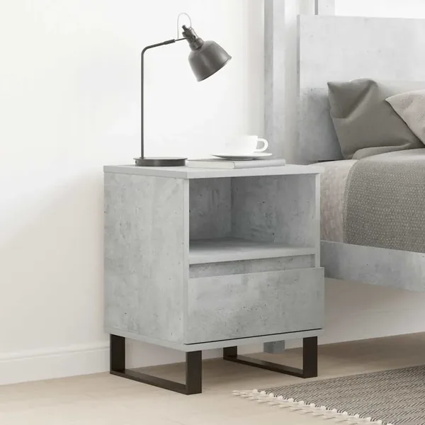 Table de chevet gris béton 40x35x50 cm bois d’ingénierie