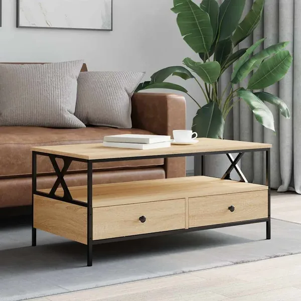 Table basse chêne sonoma 100x51x45 cm bois d'ingénierie