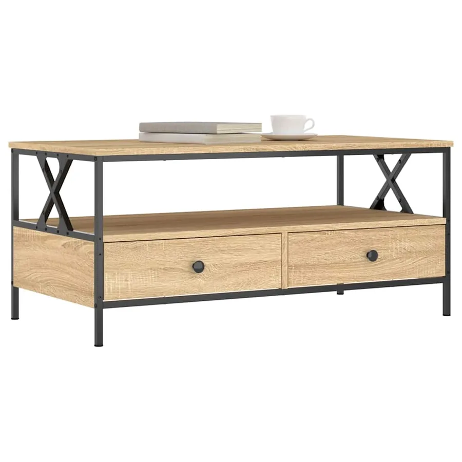 Table basse chêne sonoma 100x51x45 cm bois d'ingénierie - 3
