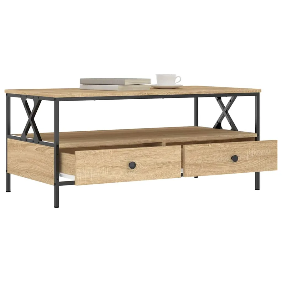 Table basse chêne sonoma 100x51x45 cm bois d'ingénierie - 4