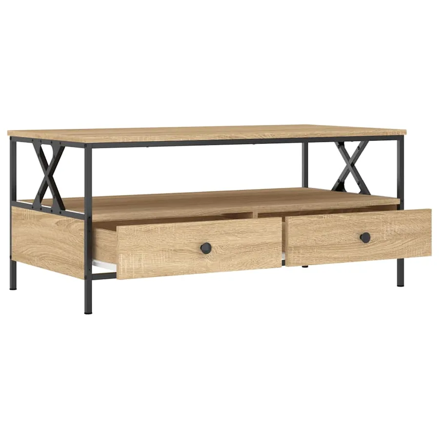 Table basse chêne sonoma 100x51x45 cm bois d'ingénierie - 5