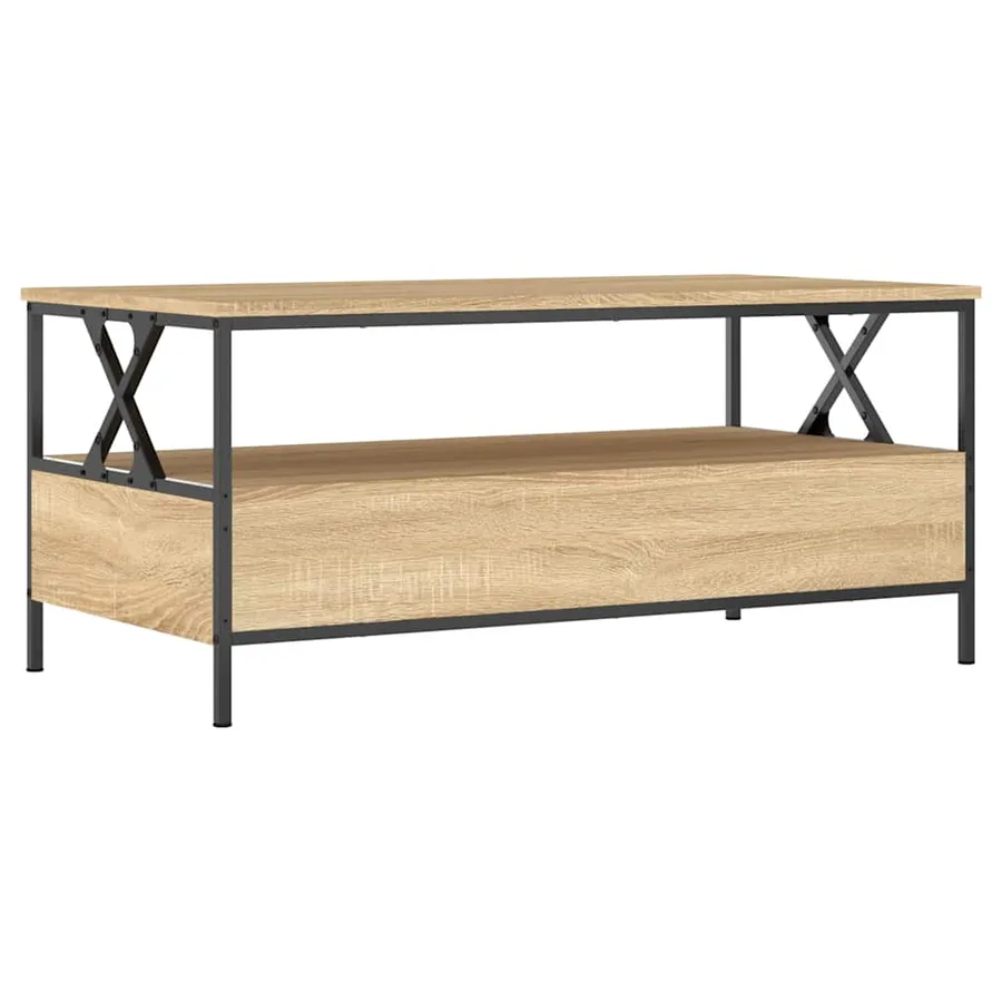Table basse chêne sonoma 100x51x45 cm bois d'ingénierie - 8