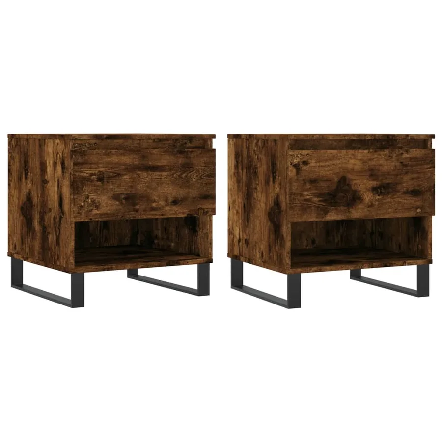 Tables basses 2 pcs chêne fumé 50x46x50 cm bois d'ingénierie - 2
