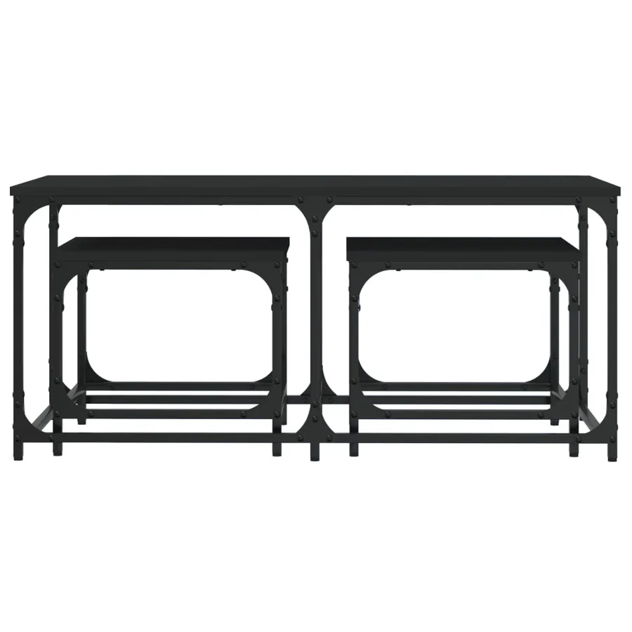 Tables basses gigognes 3 pcs noir bois d'ingénierie - 4
