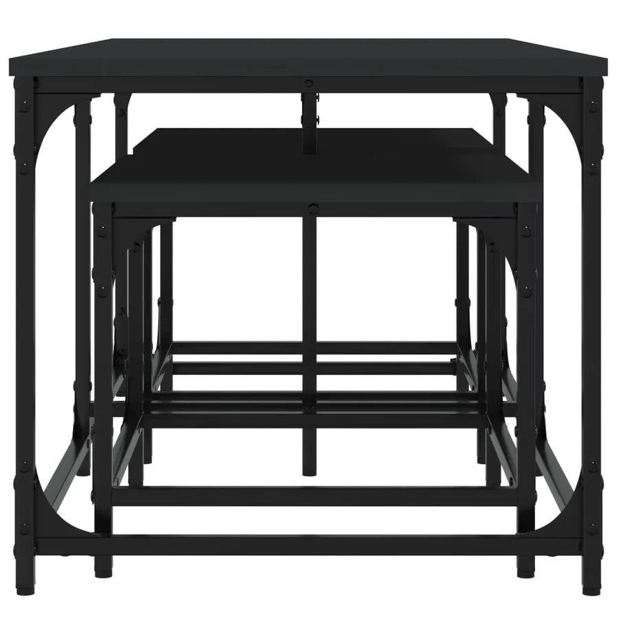 Tables basses gigognes 3 pcs noir bois d'ingénierie - 5