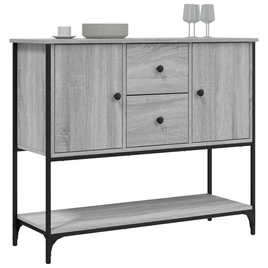 Buffet sonoma gris 100x36x85 cm bois d'ingénierie - 3