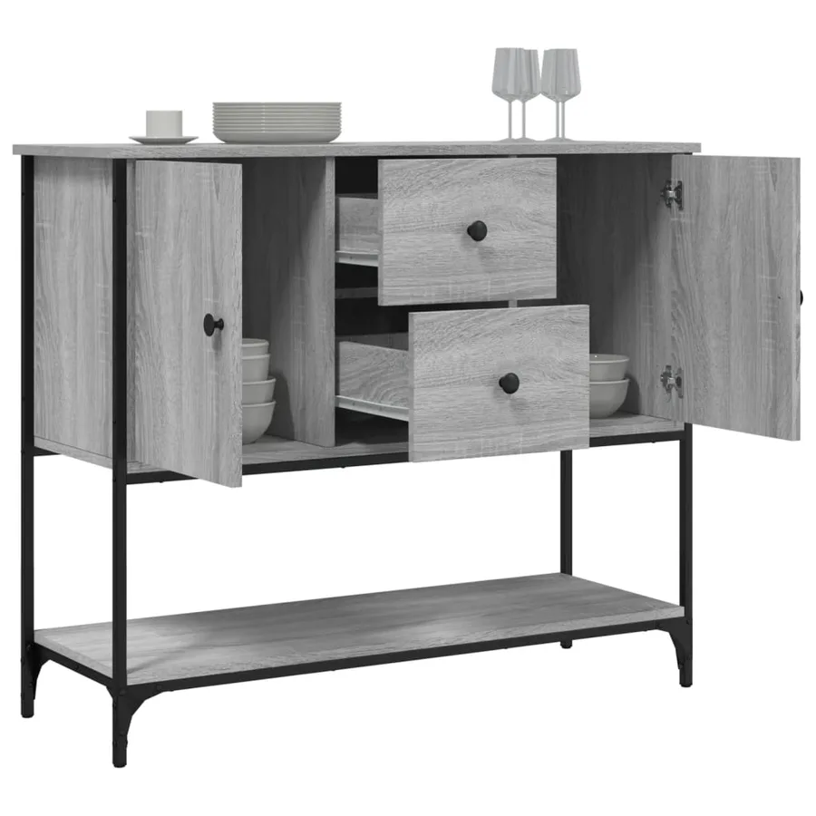 Buffet sonoma gris 100x36x85 cm bois d'ingénierie - 4