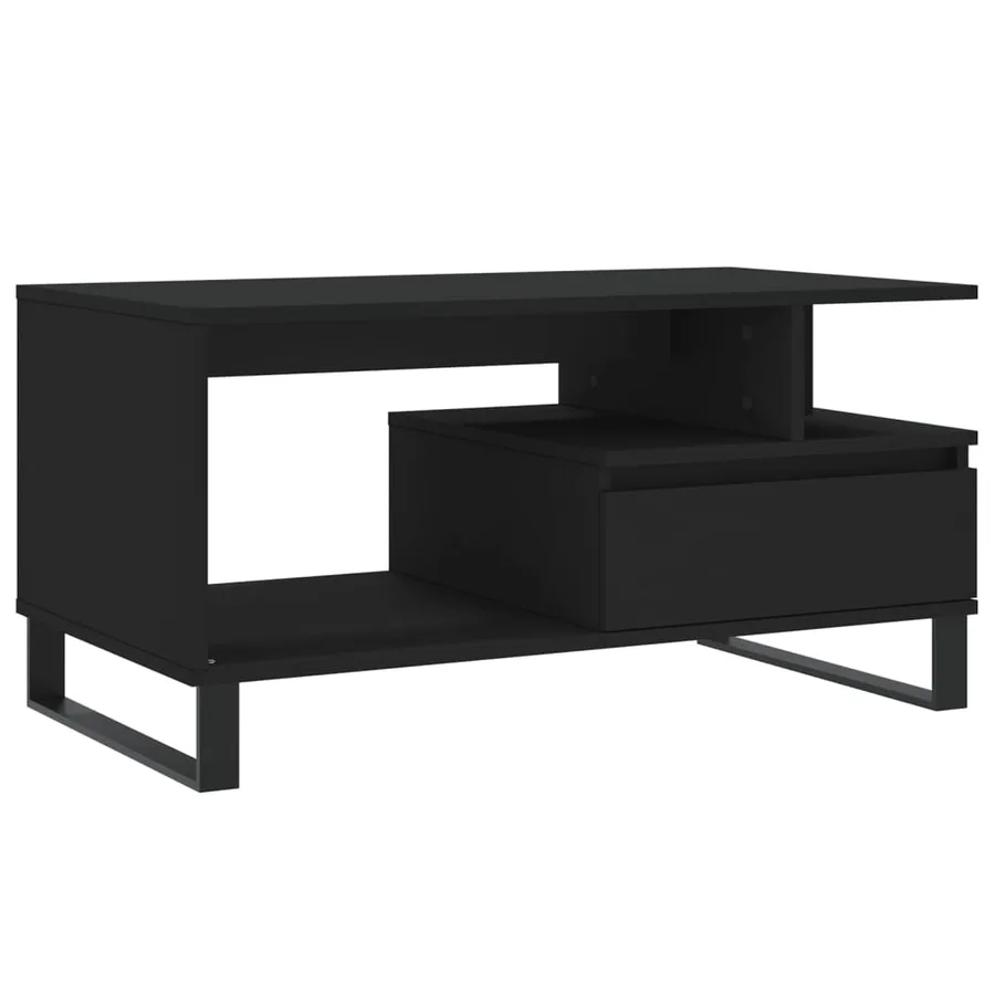 Table basse Noir 90x49x45 cm Bois d'ingénierie - 2