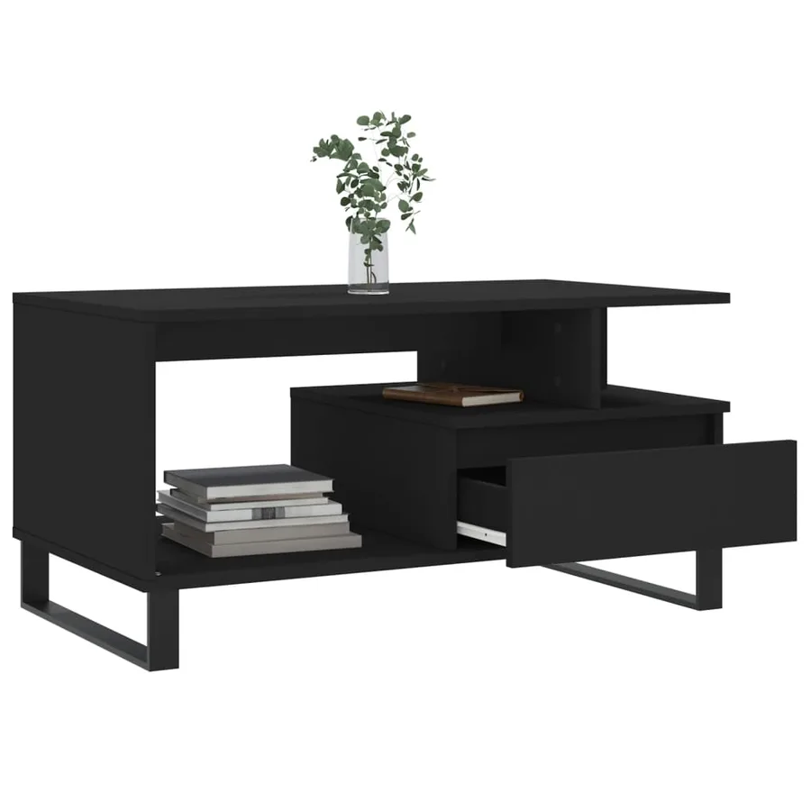 Table basse Noir 90x49x45 cm Bois d'ingénierie - 4