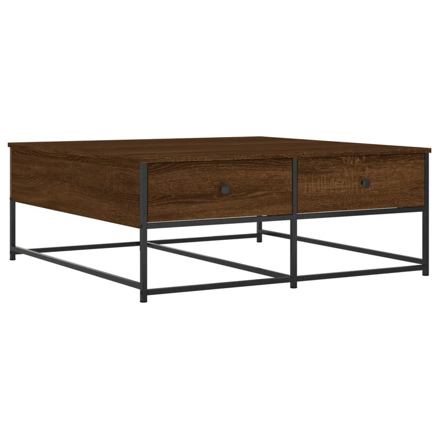 Table basse chêne marron 100x99x40 cm bois d'ingénierie - 2