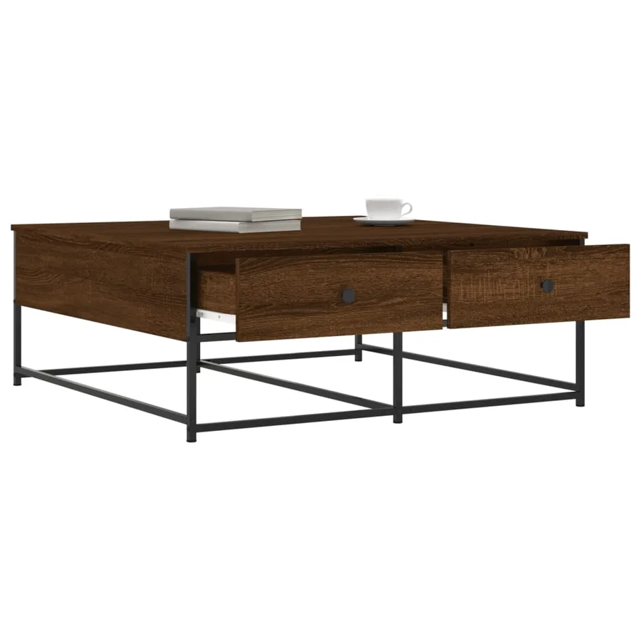 Table basse chêne marron 100x99x40 cm bois d'ingénierie - 4