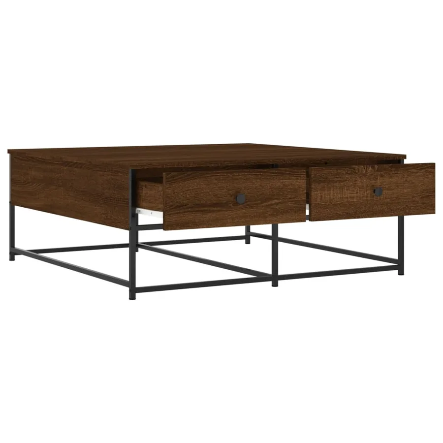 Table basse chêne marron 100x99x40 cm bois d'ingénierie - 5