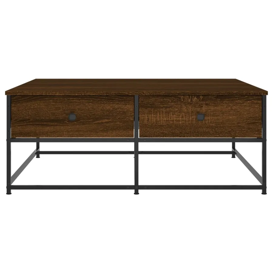 Table basse chêne marron 100x99x40 cm bois d'ingénierie - 6
