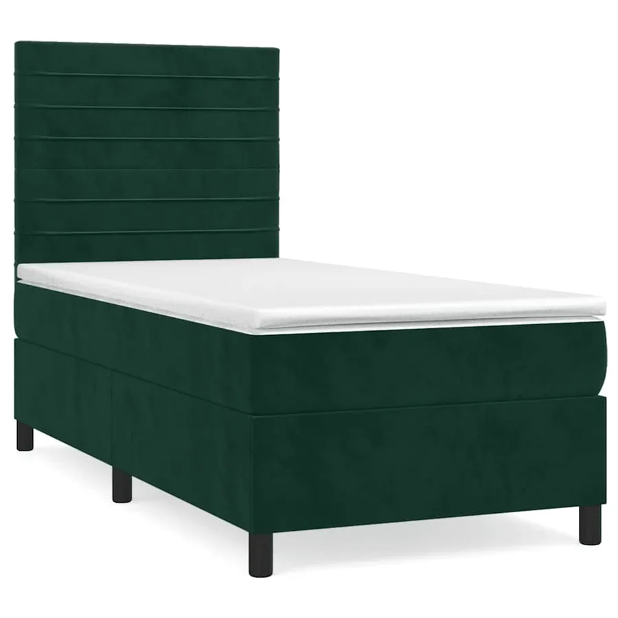Sommier à lattes de lit avec matelas Vert foncé 90x190 cm - 2