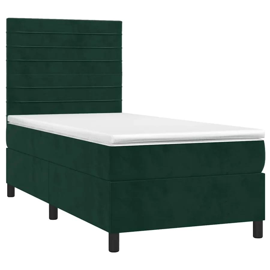 Sommier à lattes de lit avec matelas Vert foncé 90x190 cm - 3