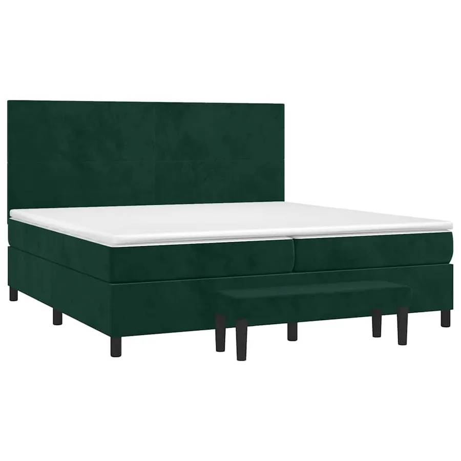 Sommier à lattes de lit et matelas Vert foncé 200x200cm Velours - 3