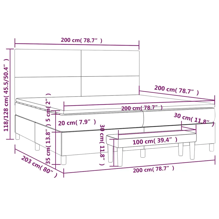 Sommier à lattes de lit et matelas Vert foncé 200x200cm Velours - 9