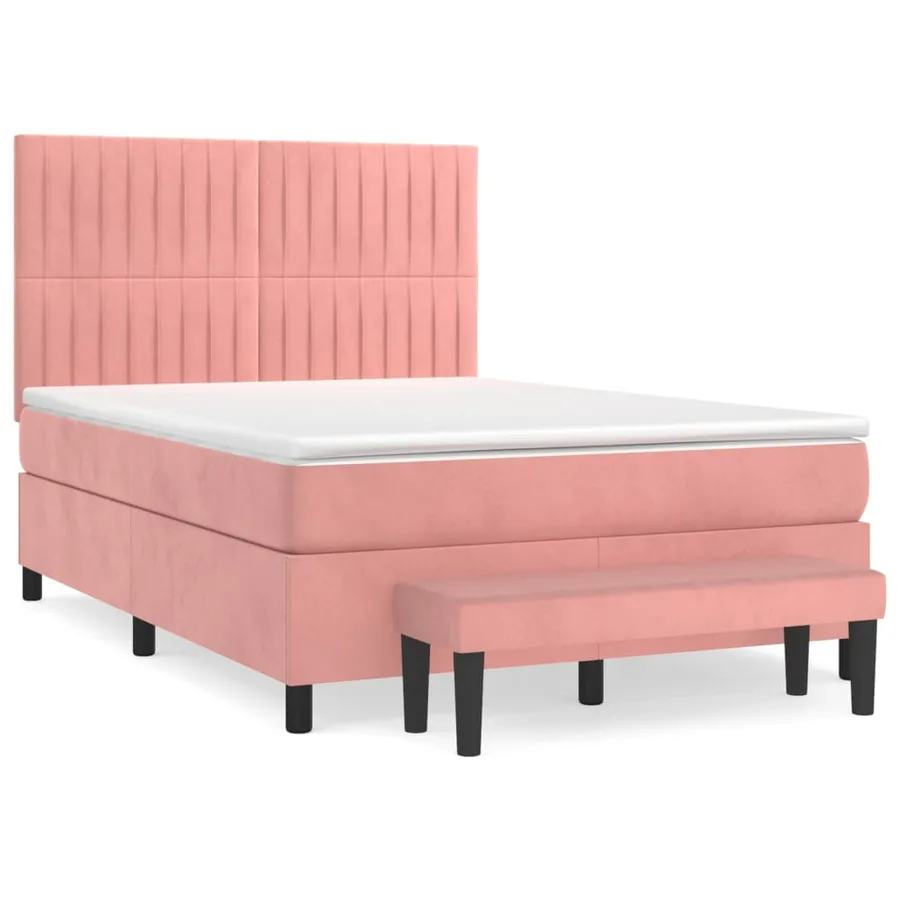 Sommier à lattes de lit avec matelas Rose 140x200 cm Velours - 2