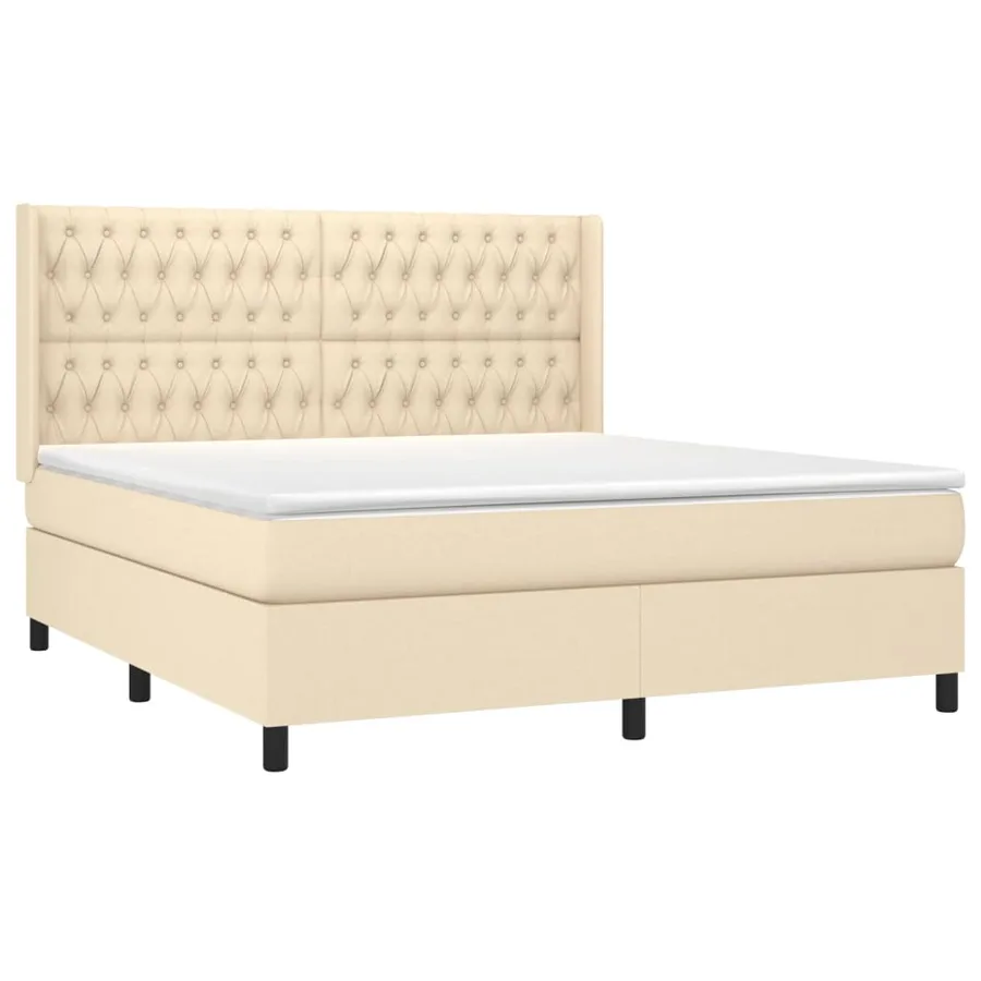 Sommier à lattes de lit matelas et LED Crème 180x200 cm Tissu - 4