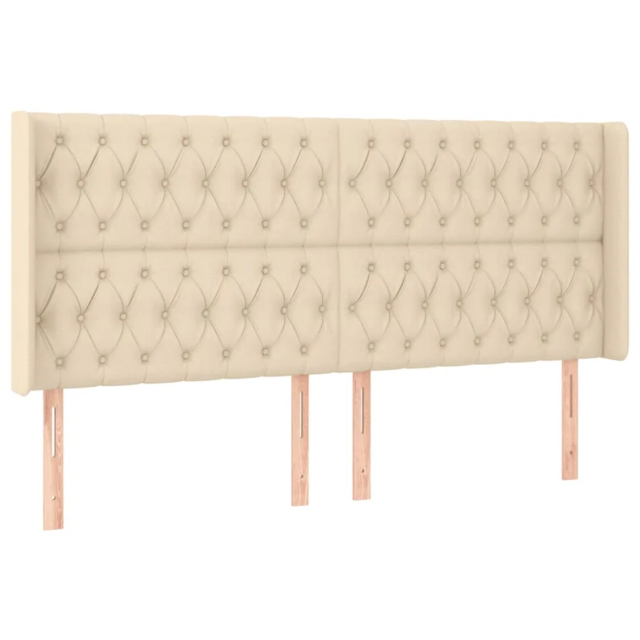 Sommier à lattes de lit matelas et LED Crème 180x200 cm Tissu - 7