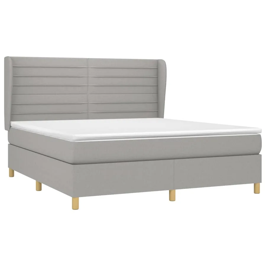 Sommier à lattes de lit avec matelas Gris clair 180x200cm Tissu - 3